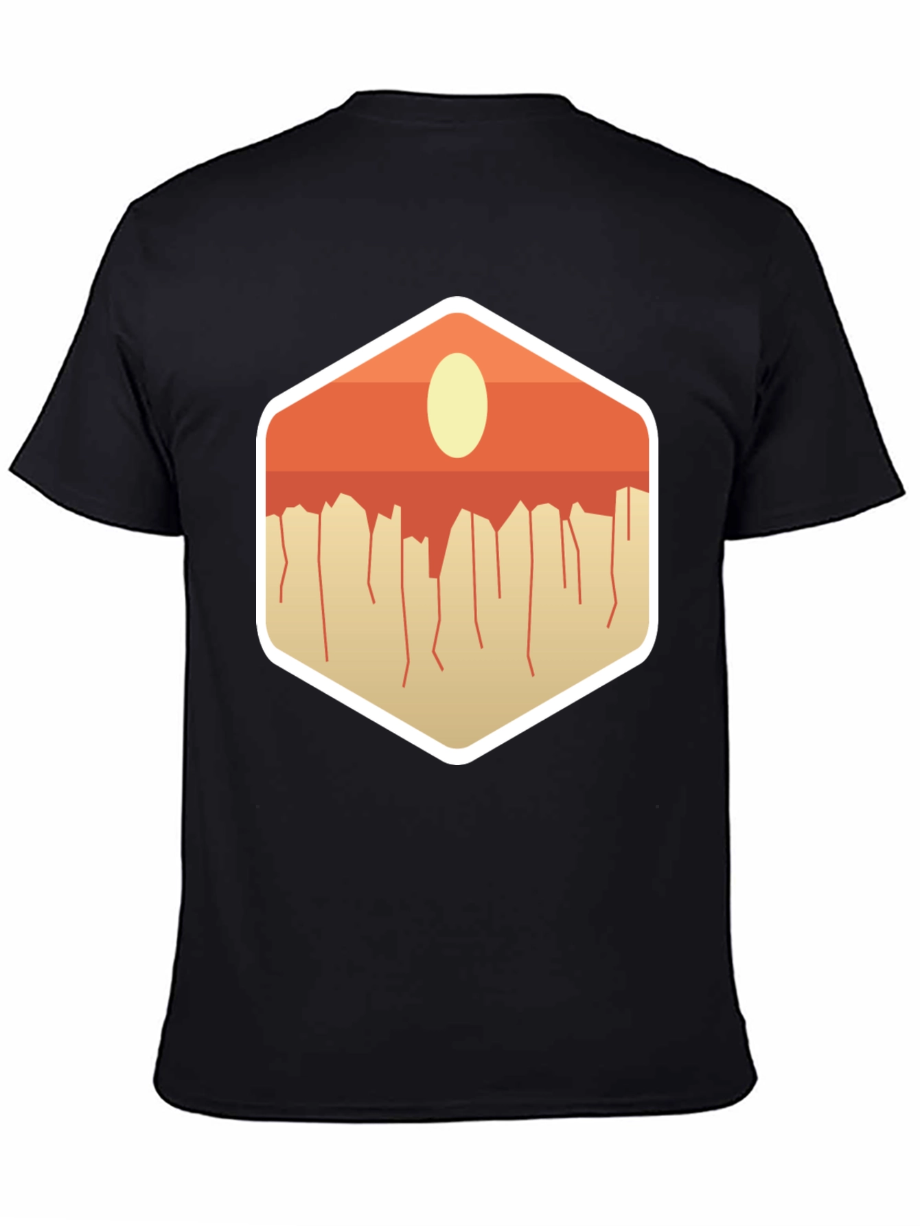 Modern Abstract Geometric Graphic Tee - Black