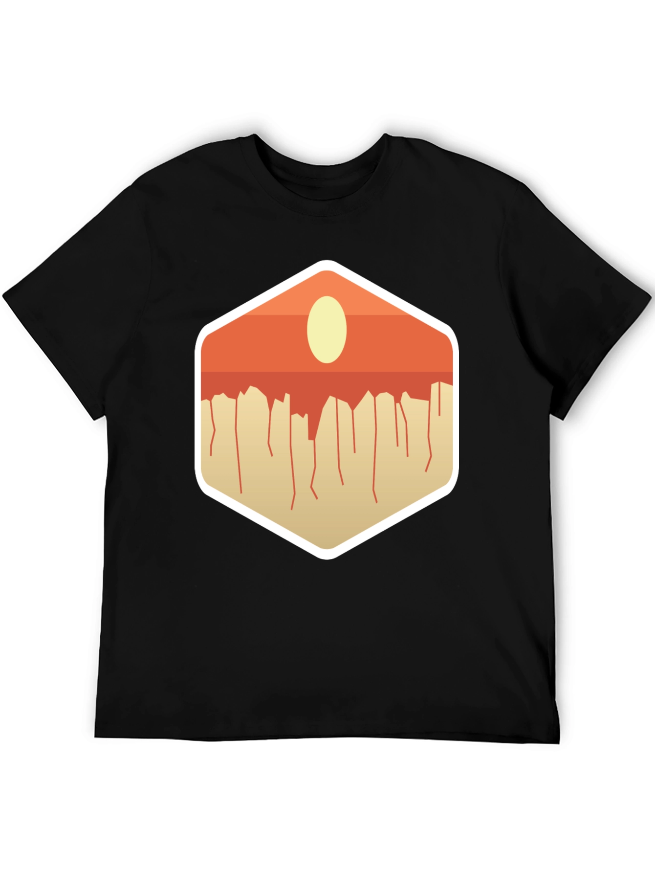 Modern Abstract Geometric Graphic Tee - Black