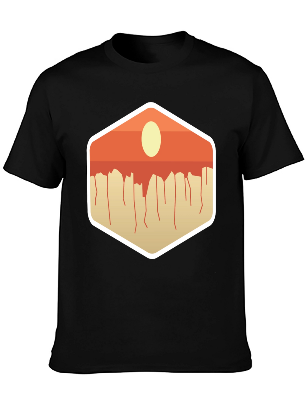 Modern Abstract Geometric Graphic Tee - Black