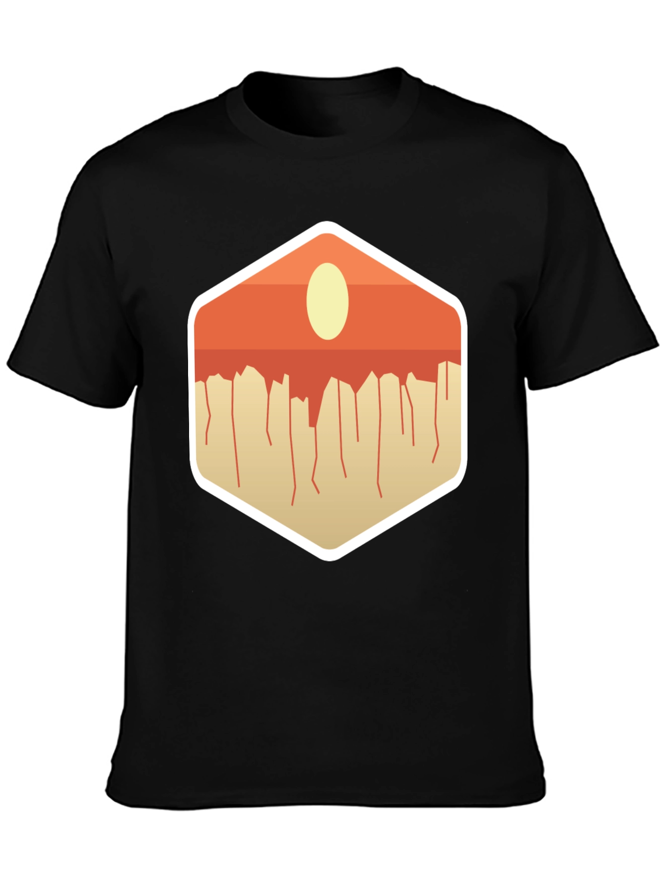 Modern Abstract Geometric Graphic Tee - Black