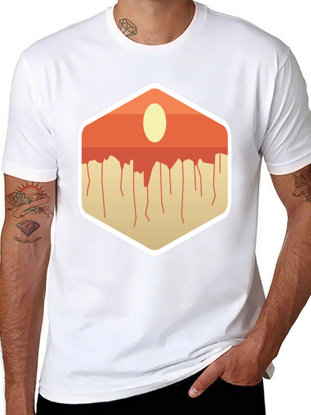 Modern Abstract Geometric Graphic Tee - Black