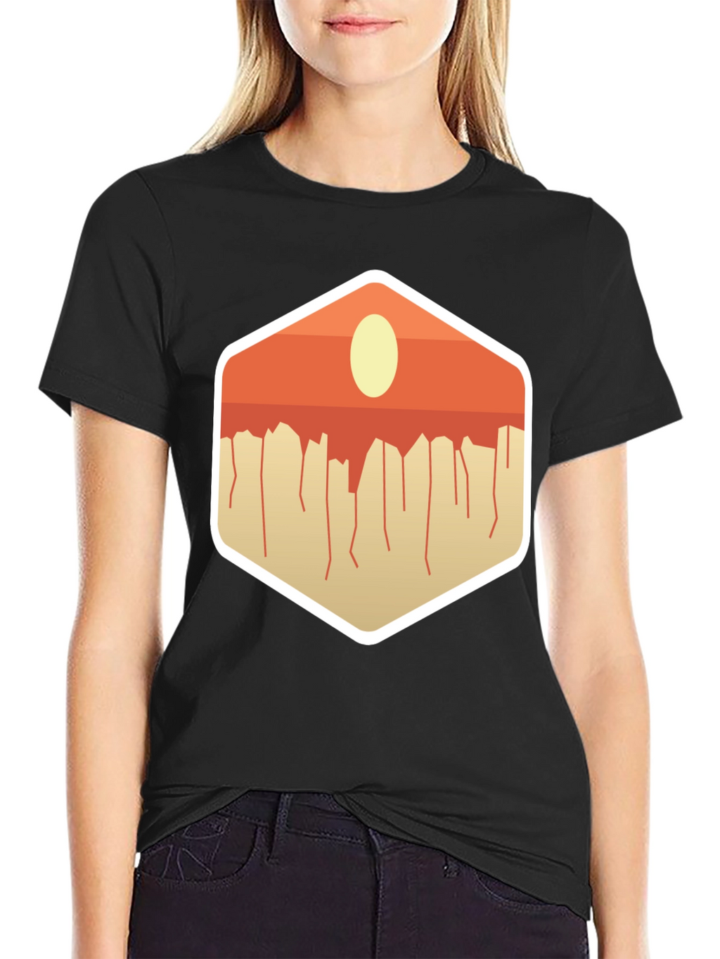Modern Abstract Geometric Graphic Tee - Black