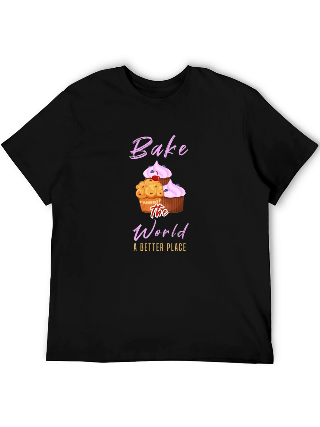 Bake the World Cupcake Graphic T-Shirt