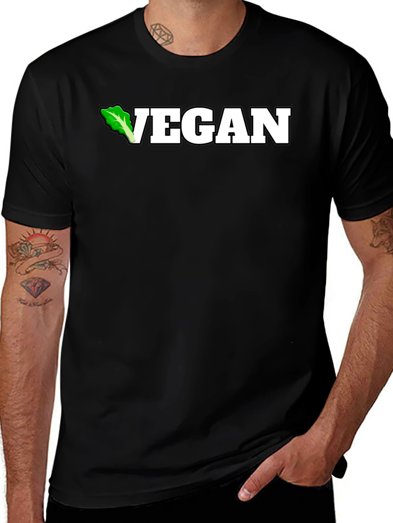 Vegan Lettuce Tee - Black Cotton T-Shirt