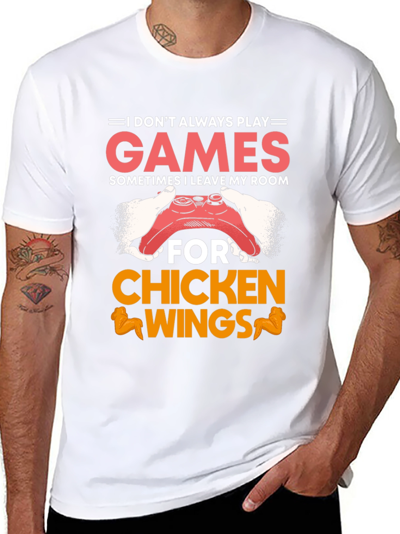 Gamer Chicken Wings Black Graphic T-Shirt