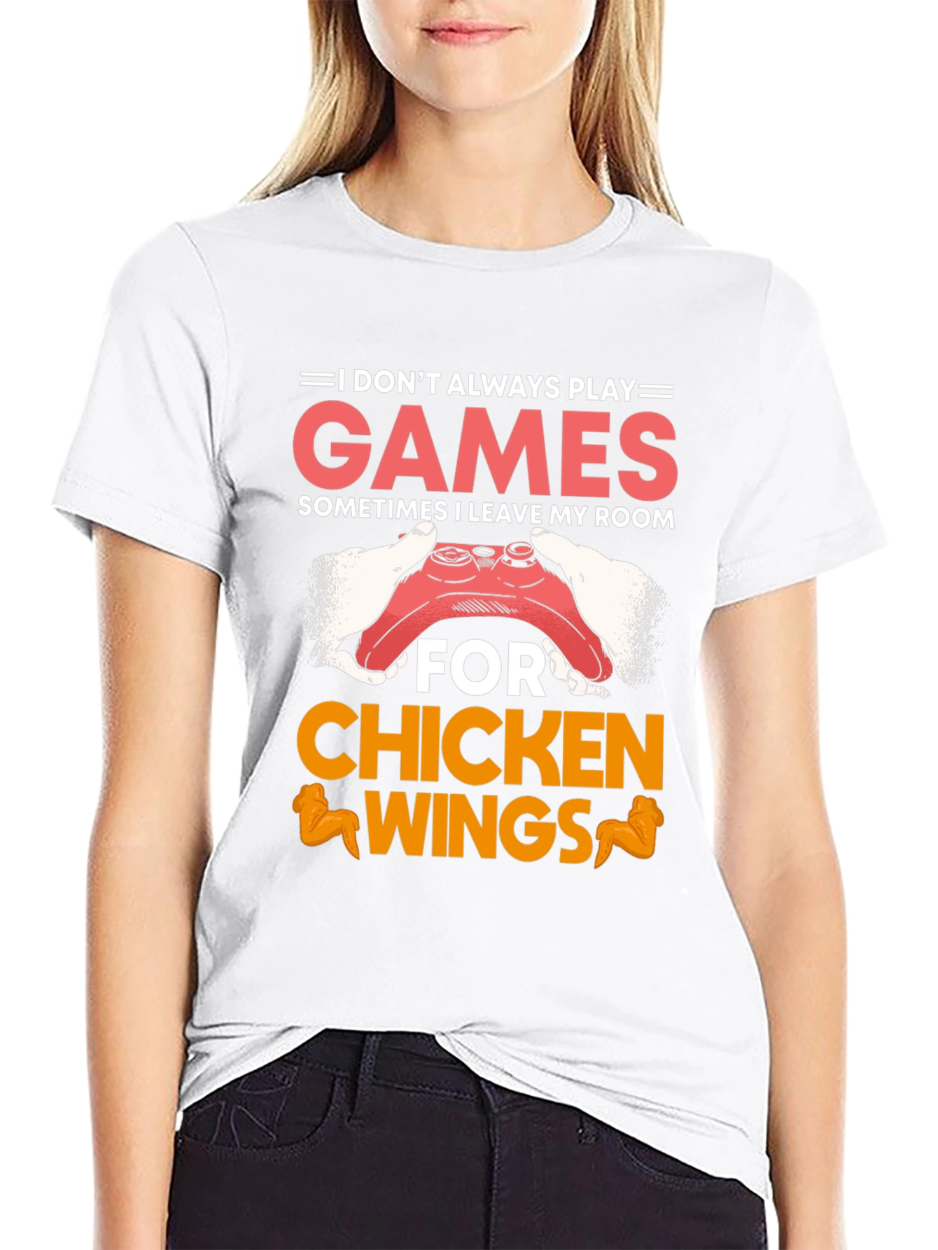 Gamer Chicken Wings Black Graphic T-Shirt