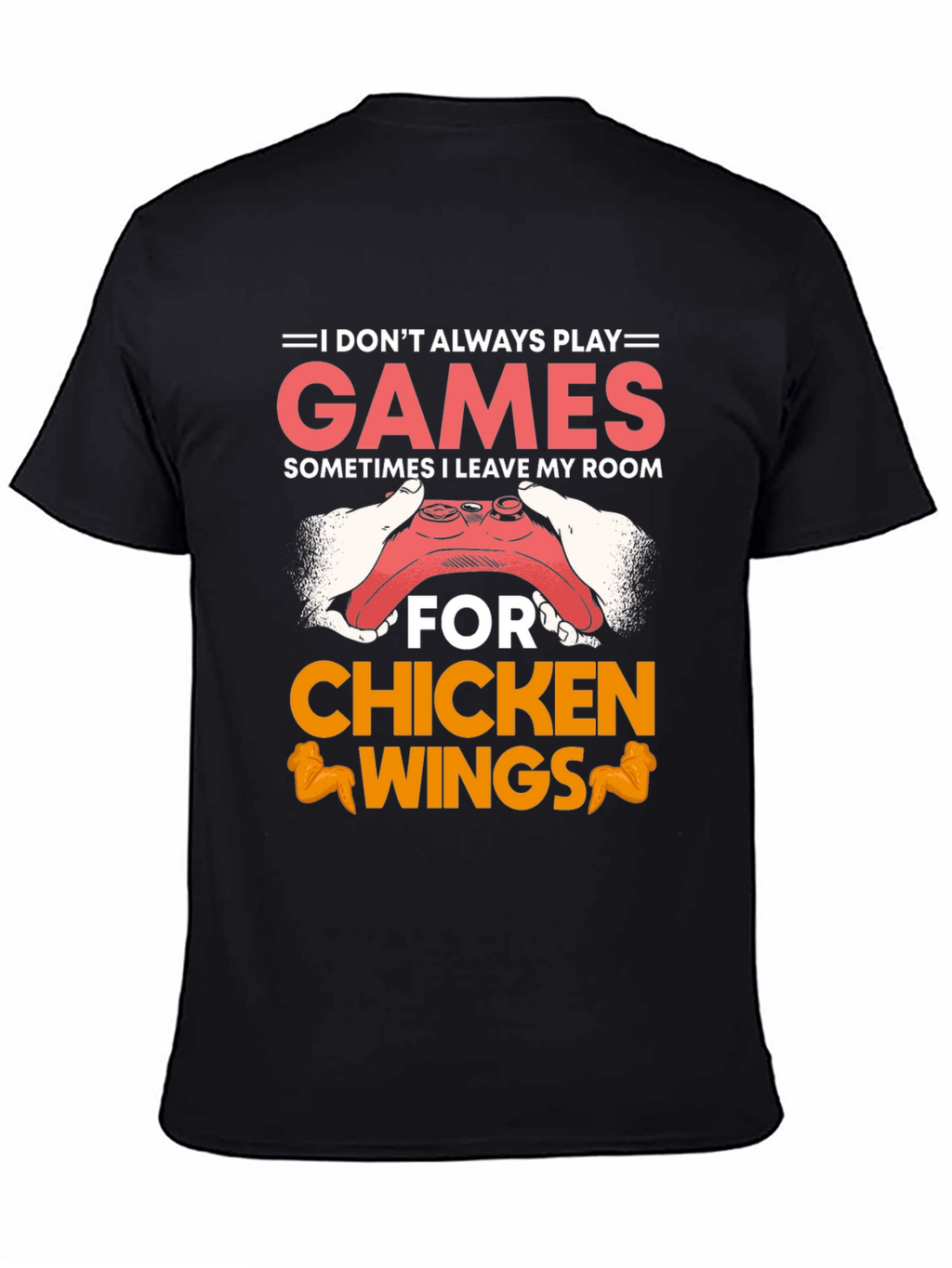 Gamer Chicken Wings Black Graphic T-Shirt