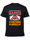 Gamer Chicken Wings Black Graphic T-Shirt