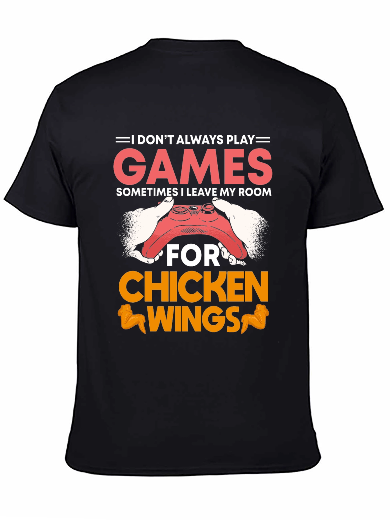 Gamer Chicken Wings Black Graphic T-Shirt
