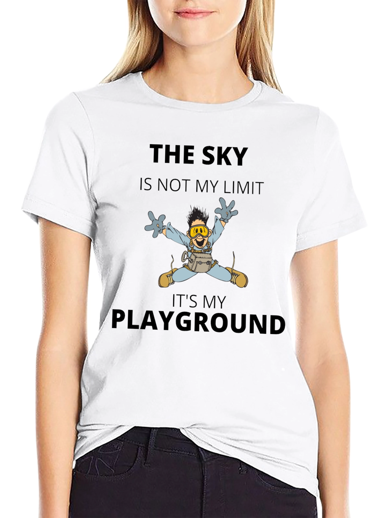 Skydiving Cartoon T-Shirt - The Sky is My Playground