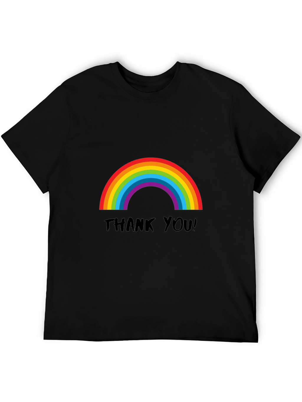 Rainbow Thank You T-Shirt - Black Casual Tee