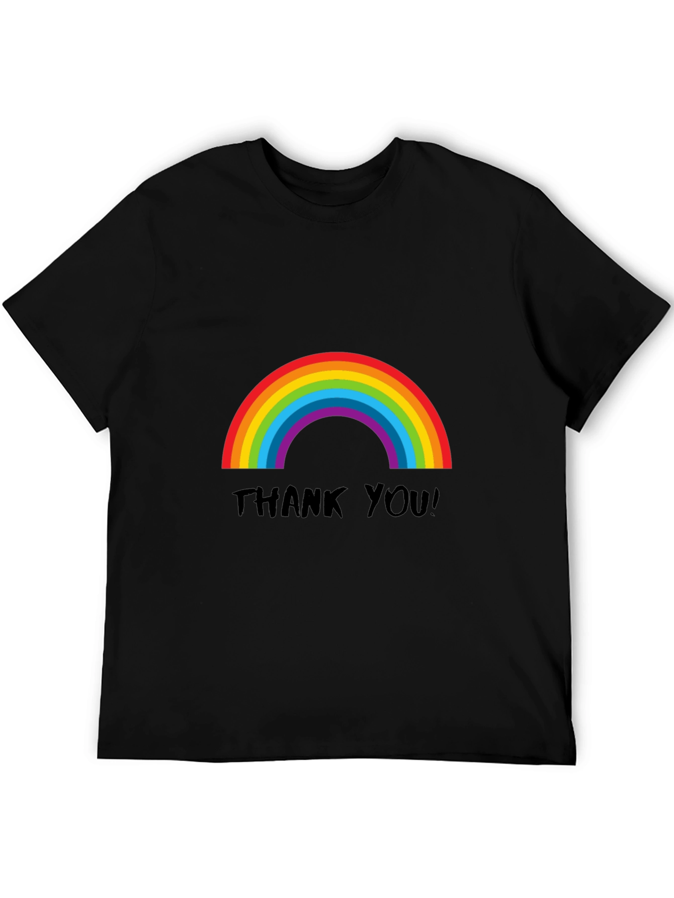 Rainbow Thank You T-Shirt - Black Casual Tee