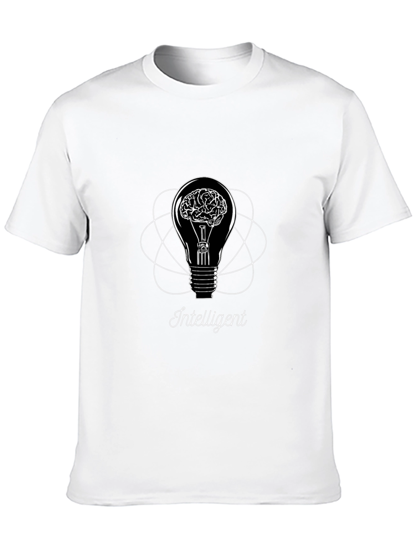 Intelligent Brain Light Bulb Graphic Tee - Black