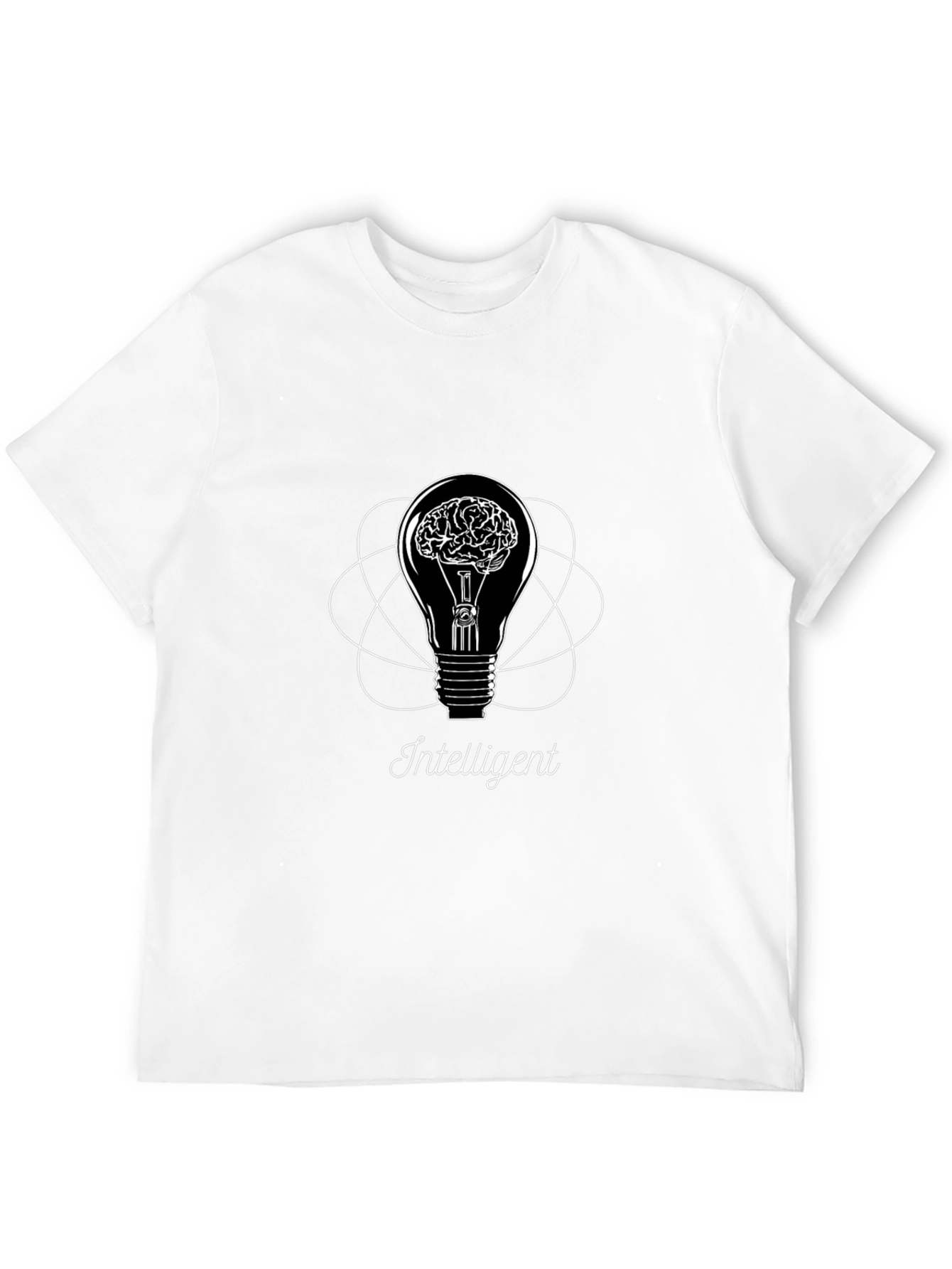 Intelligent Brain Light Bulb Graphic Tee - Black