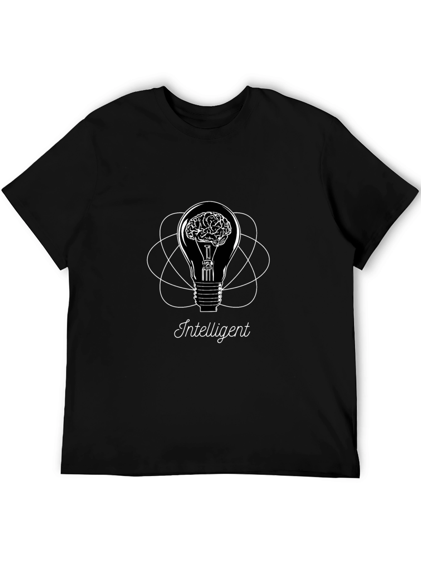 Intelligent Brain Light Bulb Graphic Tee - Black