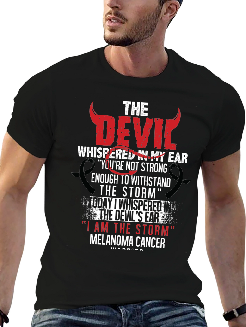 Devil Whispered in My Ear Melanoma Cancer Awareness T-Shirt