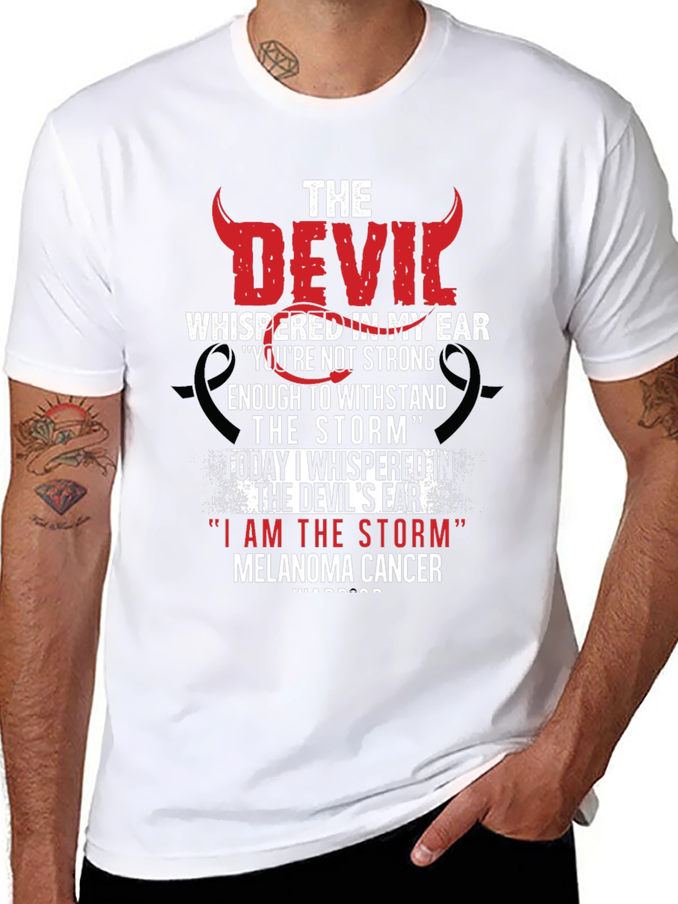 Devil Whispered in My Ear Melanoma Cancer Awareness T-Shirt