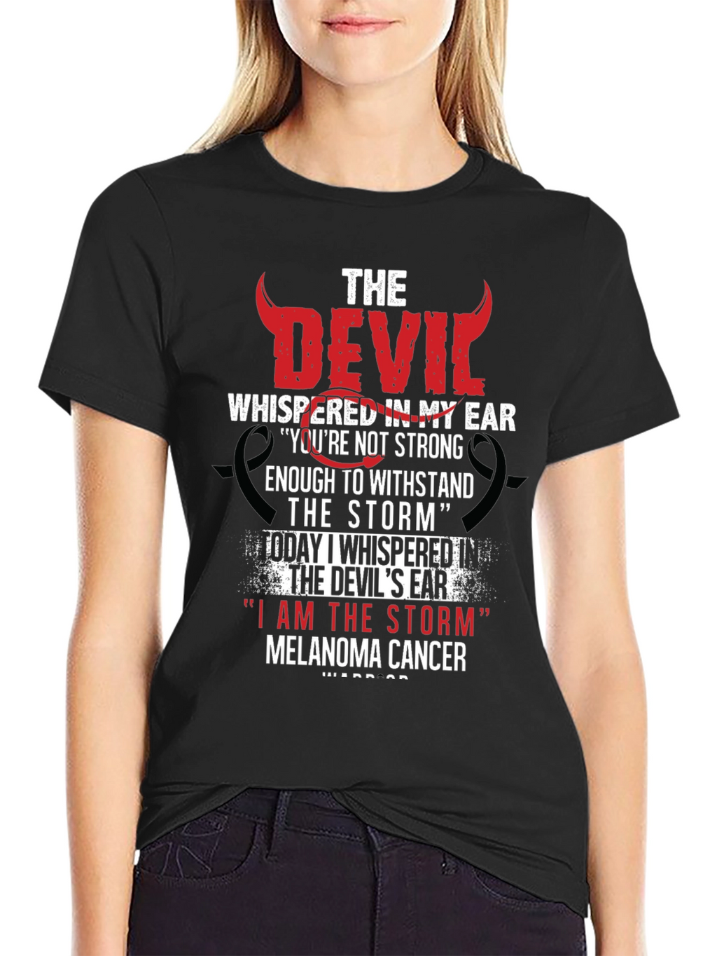 Devil Whispered in My Ear Melanoma Cancer Awareness T-Shirt