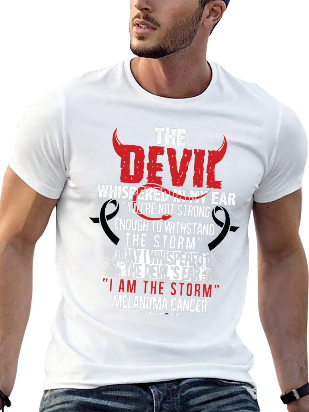 Devil Whispered in My Ear Melanoma Cancer Awareness T-Shirt