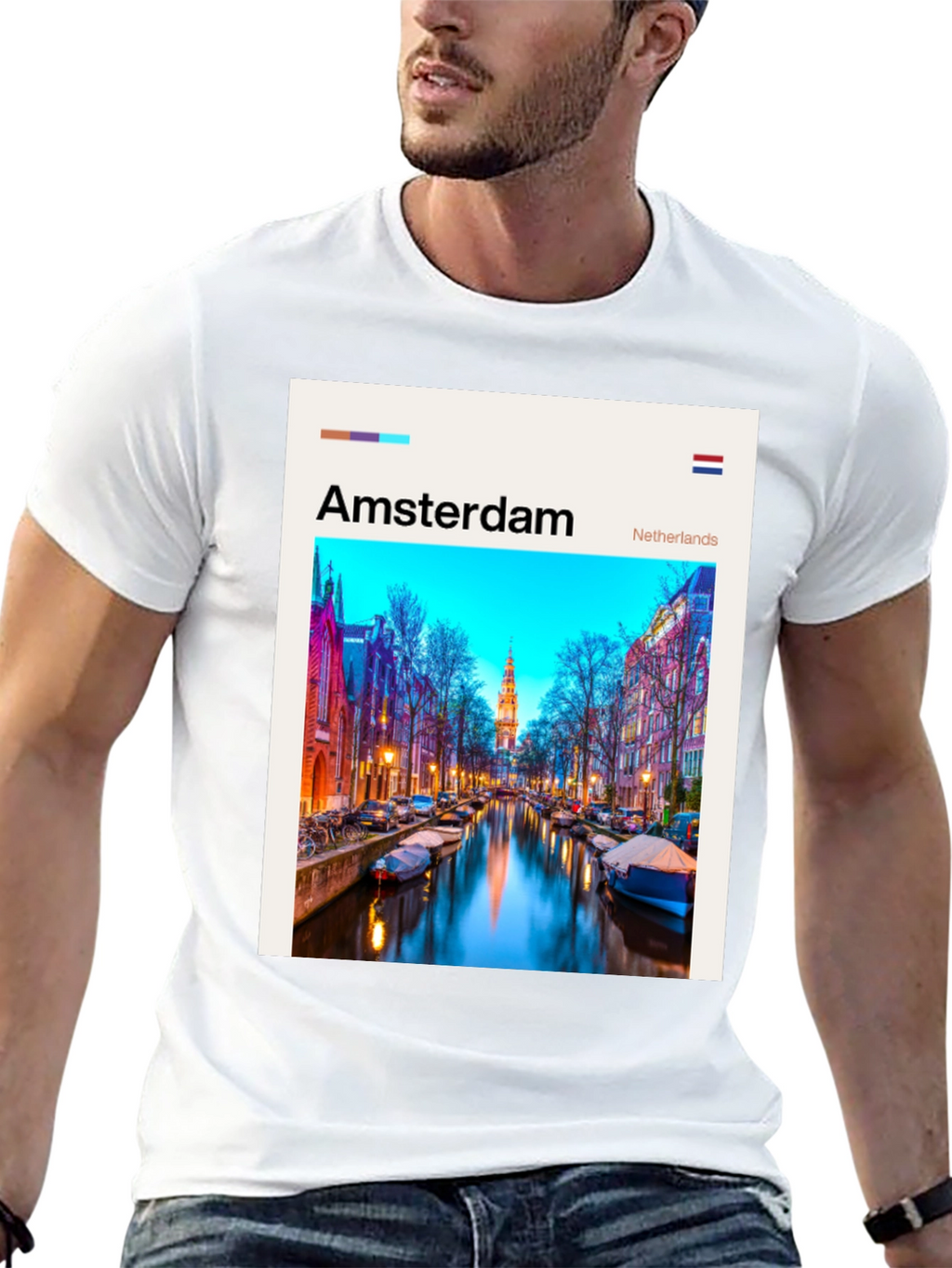 Amsterdam T-Shirt: Cityscape Graphic Tee