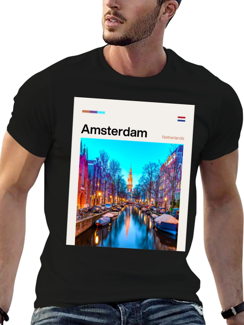Amsterdam T-Shirt: Cityscape Graphic Tee