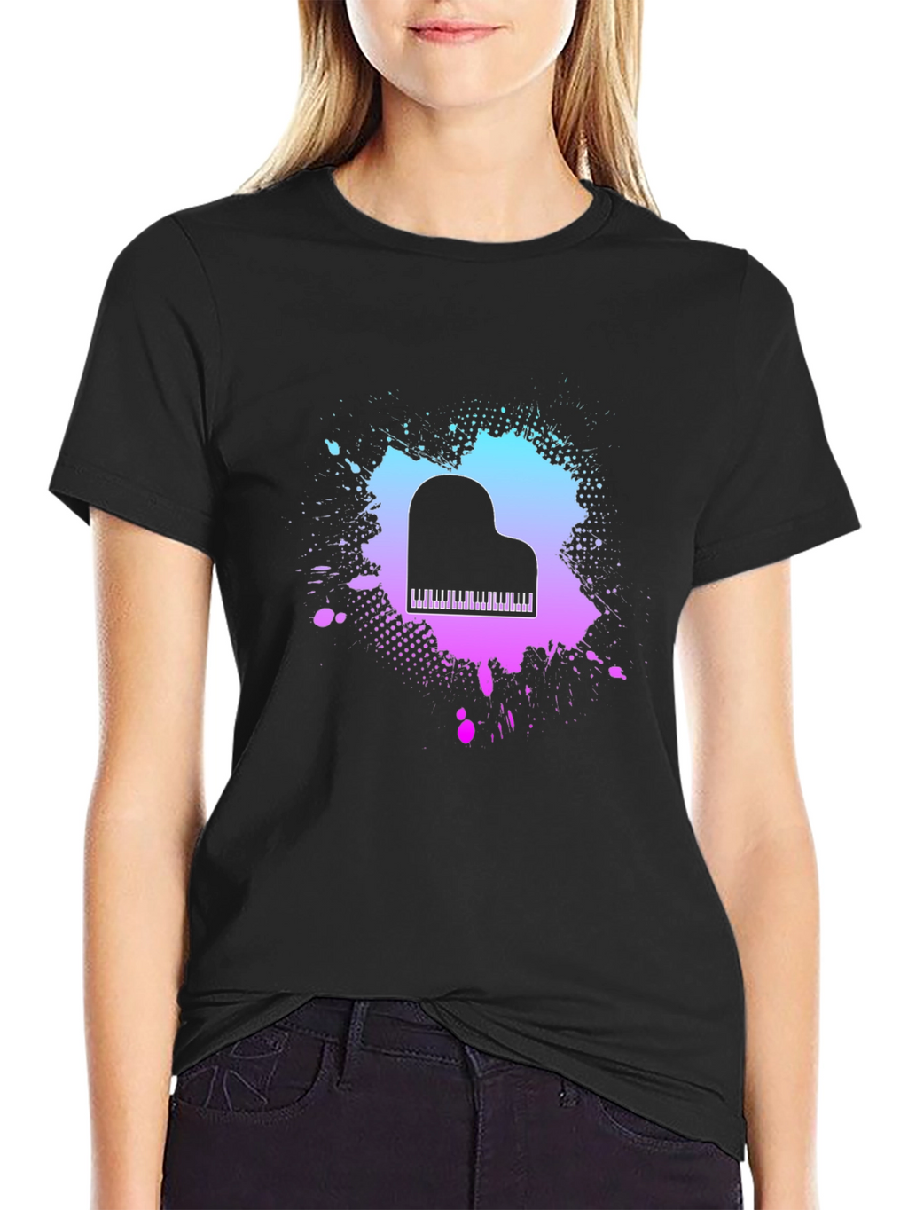 Piano Splash Graphic Tee - Music Lovers T-Shirt