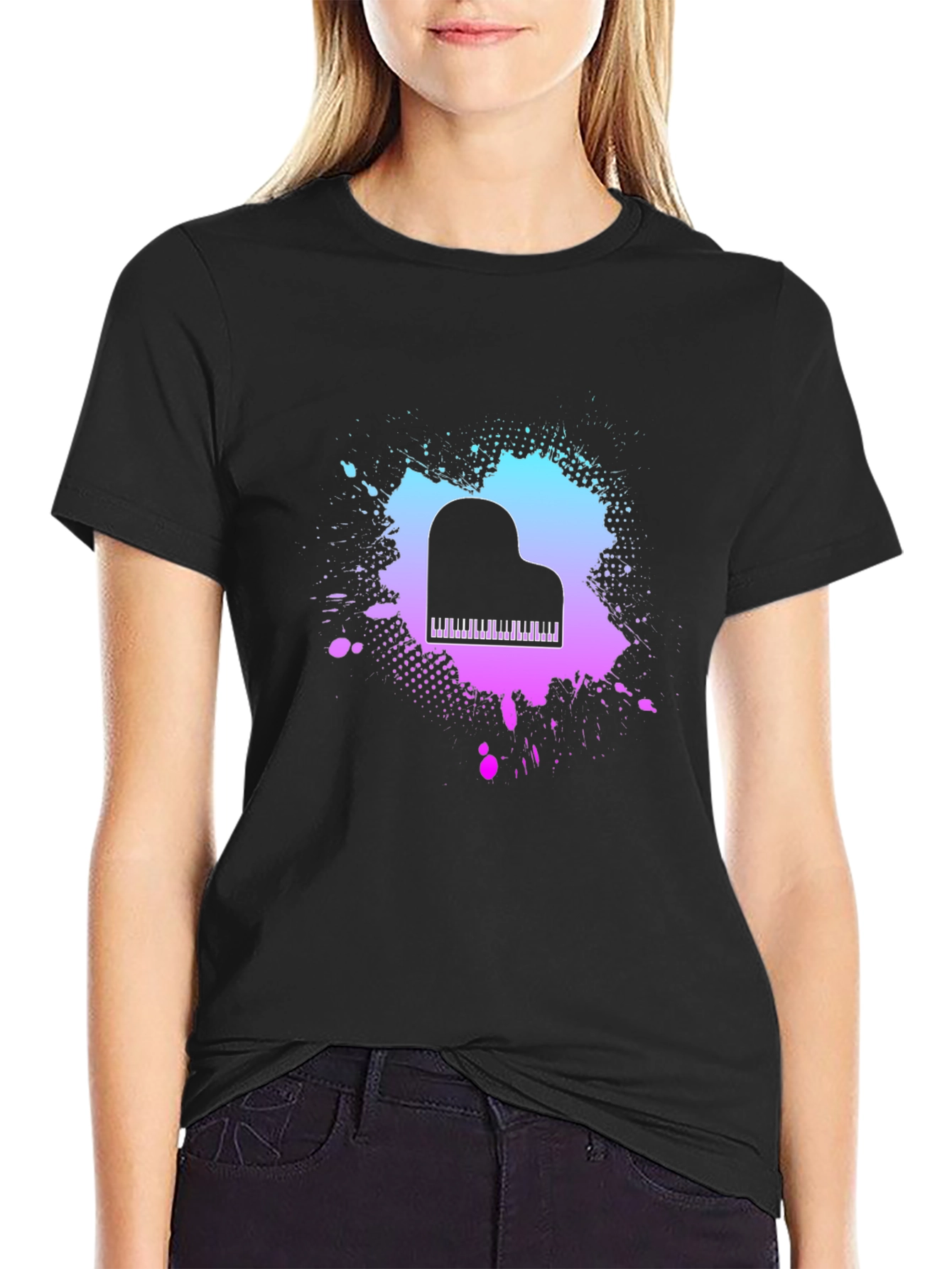 Piano Splash Graphic Tee - Music Lovers T-Shirt