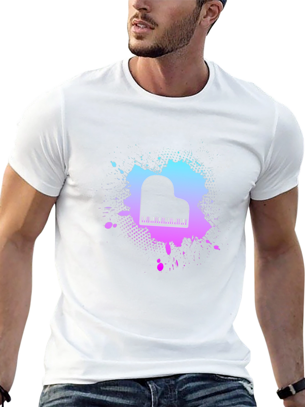 Piano Splash Graphic Tee - Music Lovers T-Shirt