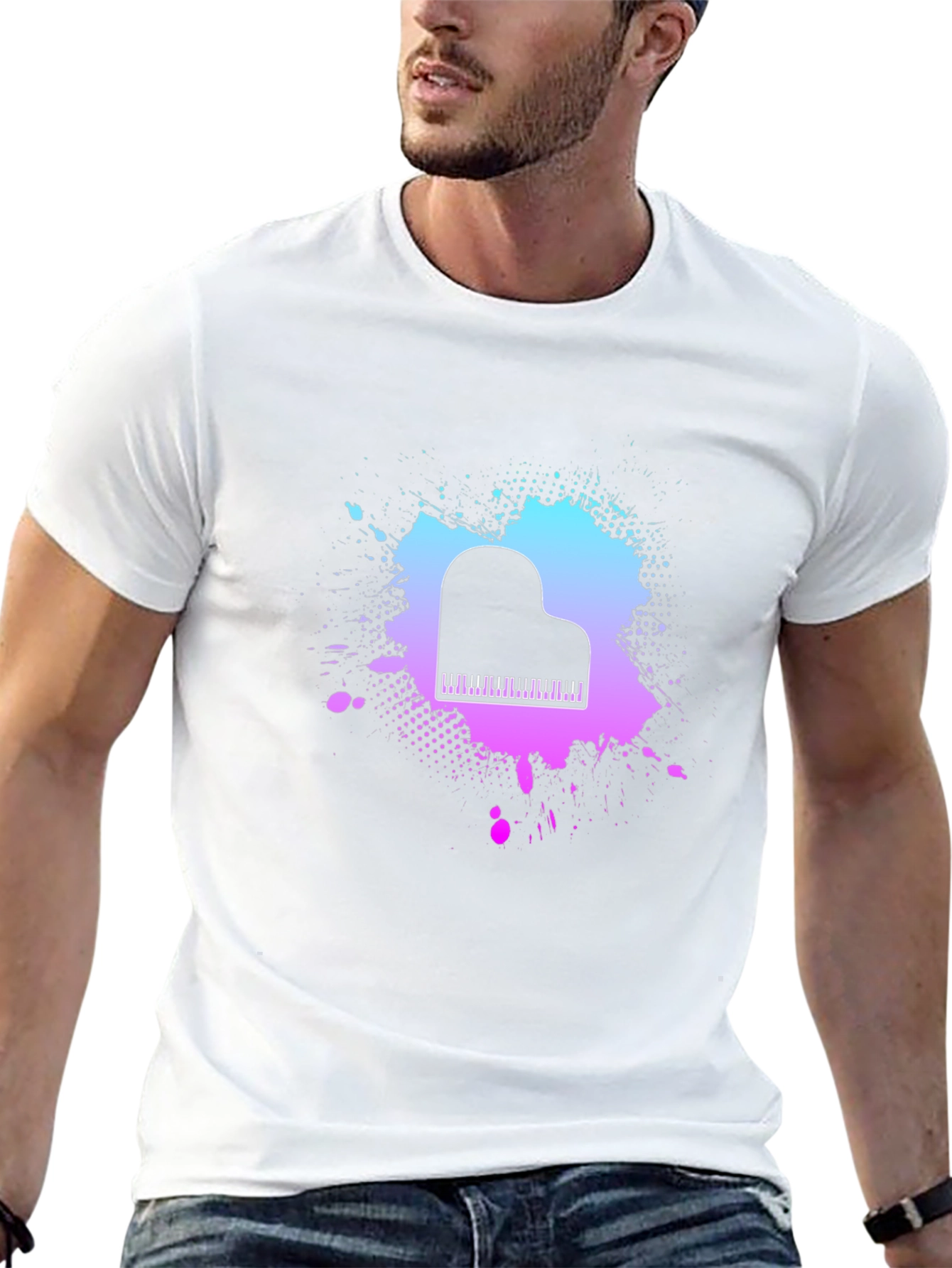 Piano Splash Graphic Tee - Music Lovers T-Shirt