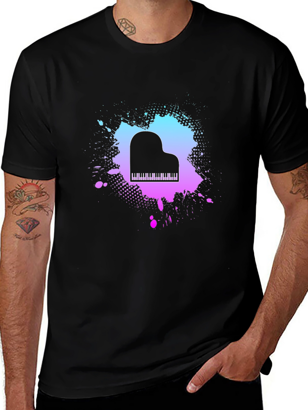 Piano Splash Graphic Tee - Music Lovers T-Shirt