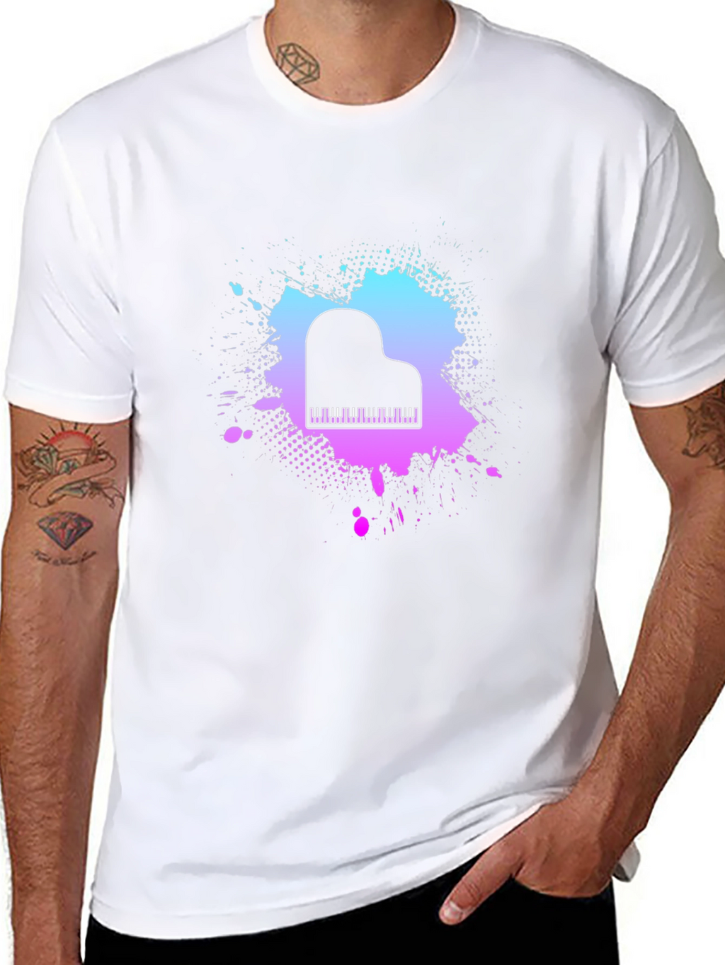 Piano Splash Graphic Tee - Music Lovers T-Shirt