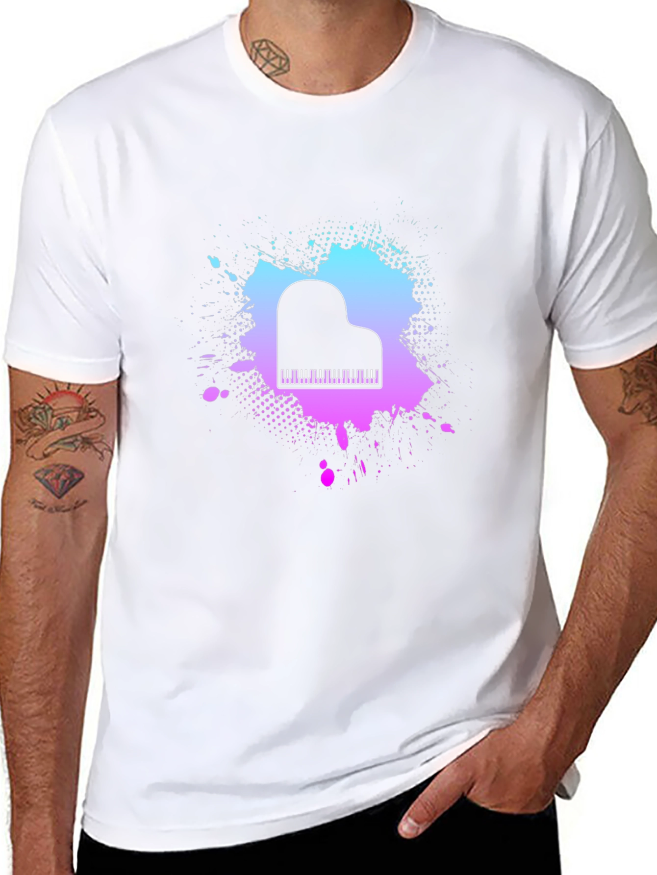 Piano Splash Graphic Tee - Music Lovers T-Shirt