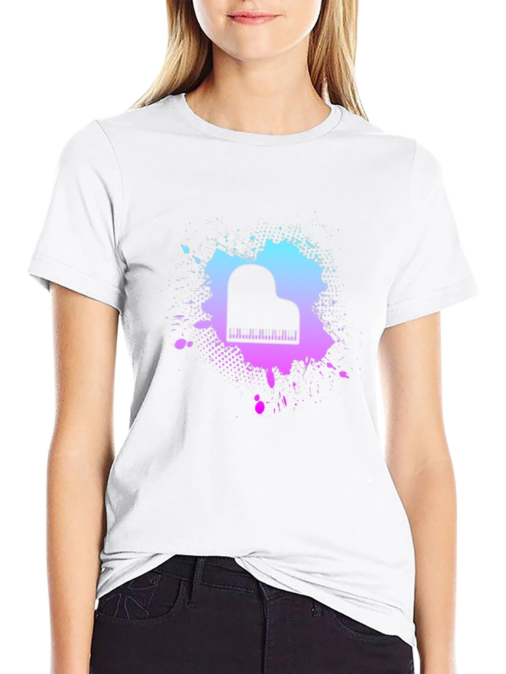 Piano Splash Graphic Tee - Music Lovers T-Shirt