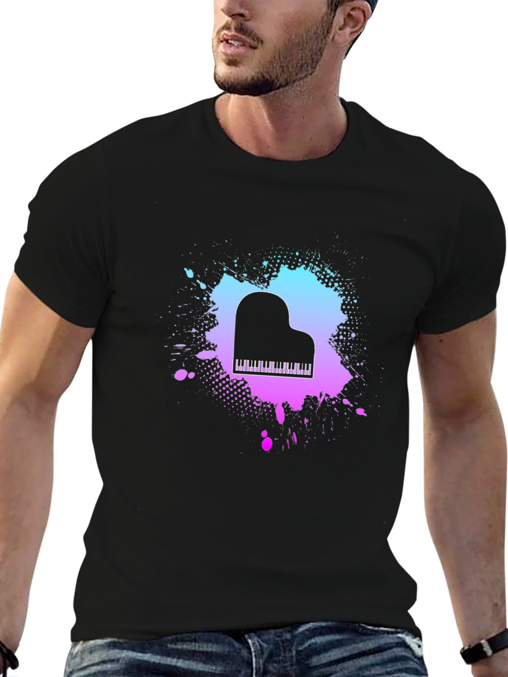 Piano Splash Graphic Tee - Music Lovers T-Shirt