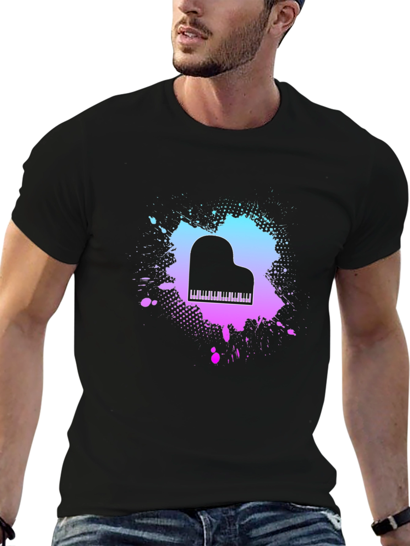 Piano Splash Graphic Tee - Music Lovers T-Shirt