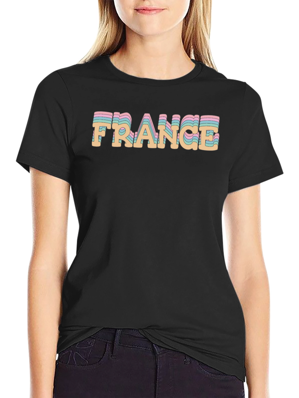 France Graphic Tee - Retro Style Black T-Shirt