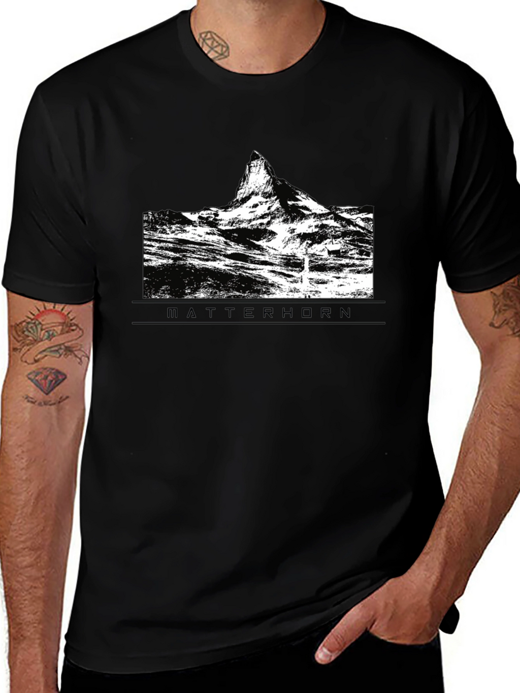 Matterhorn Mountain Graphic Tee - Black Cotton T-Shirt