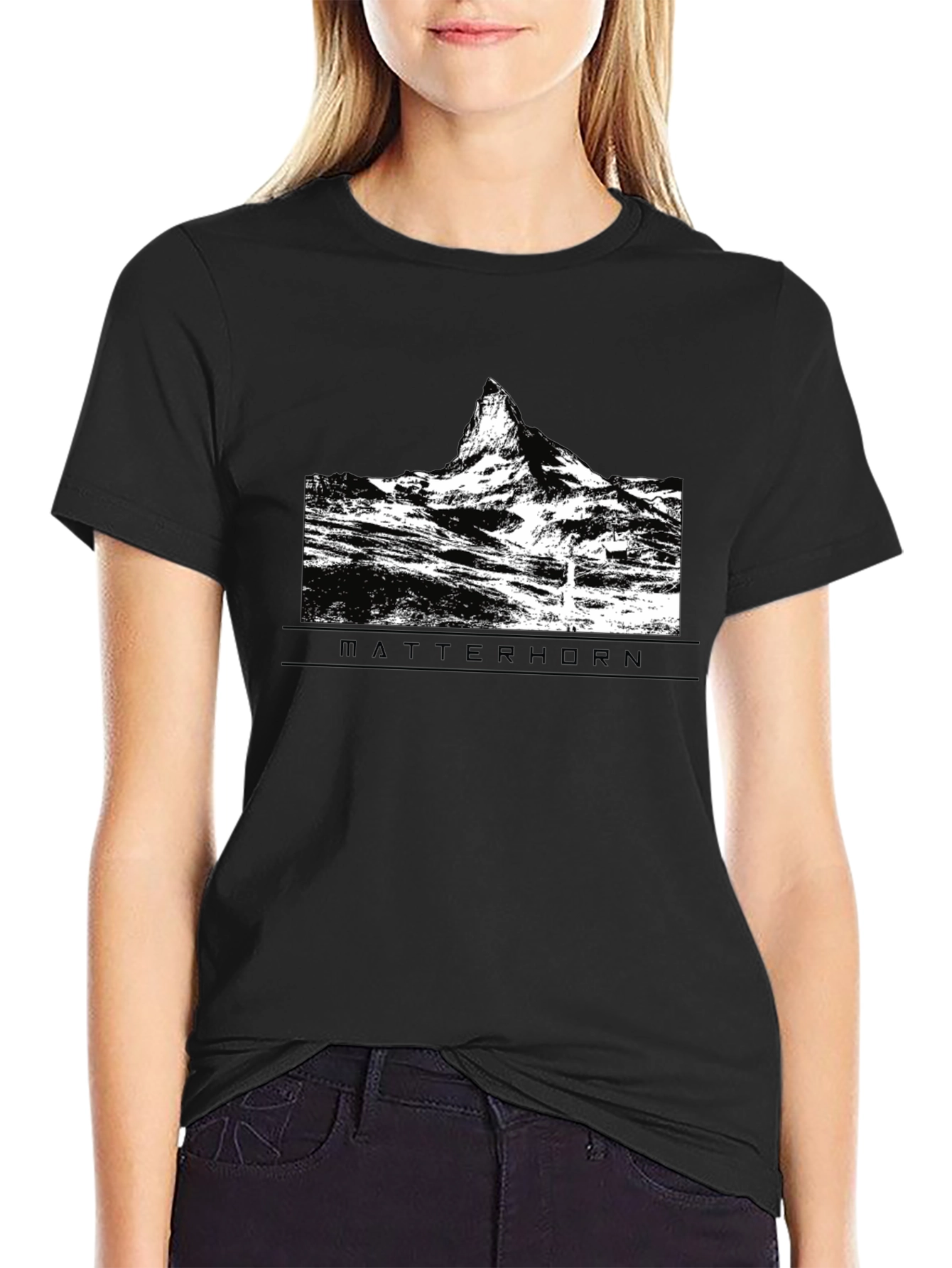 Matterhorn Mountain Graphic Tee - Black Cotton T-Shirt