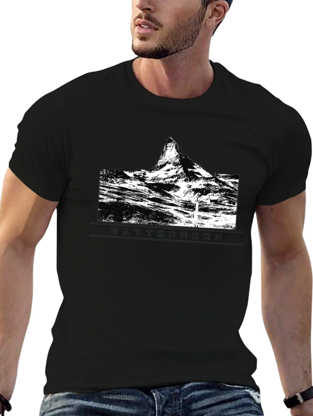 Matterhorn Mountain Graphic Tee - Black Cotton T-Shirt
