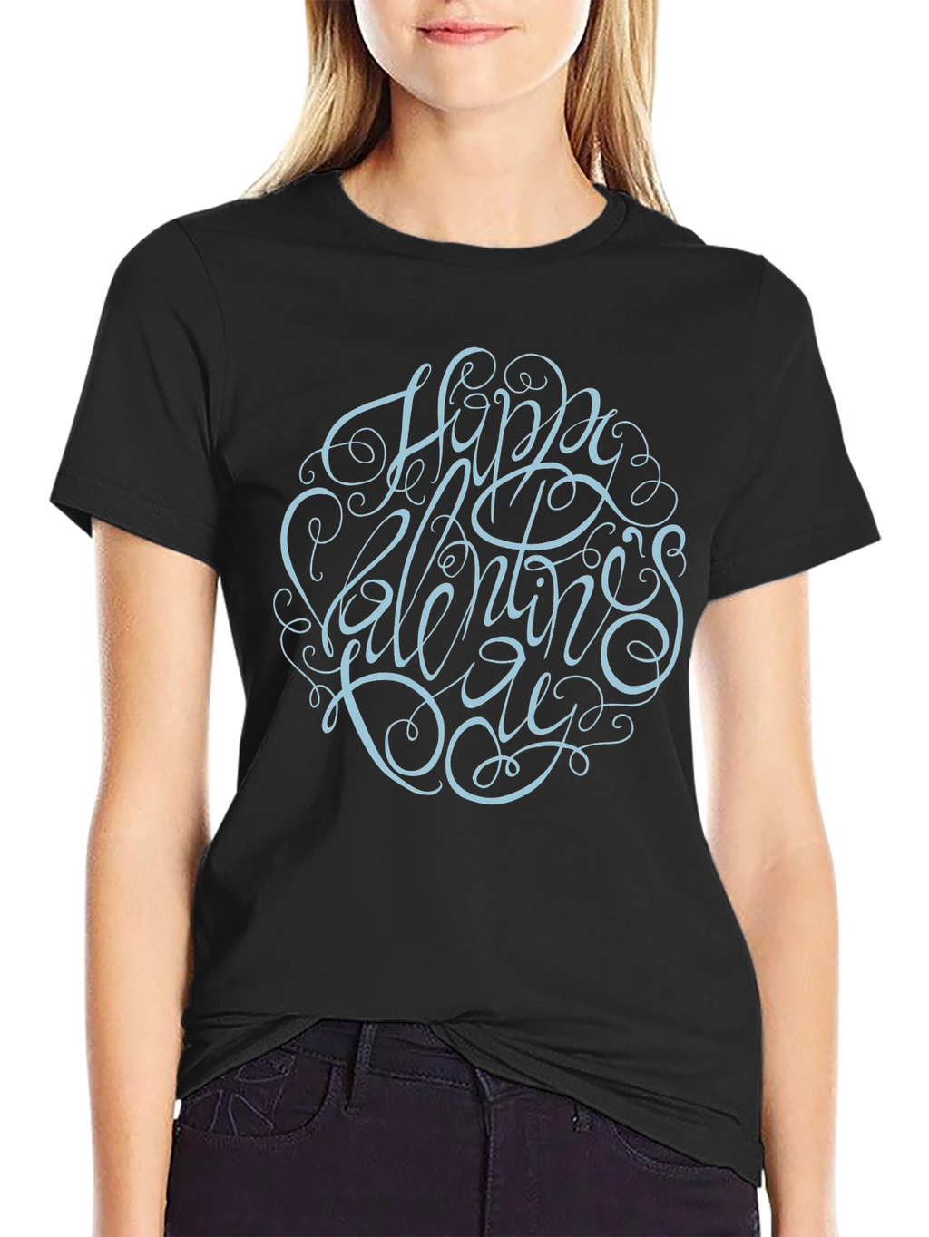 Happy Valentines Day Graphic Black Tee
