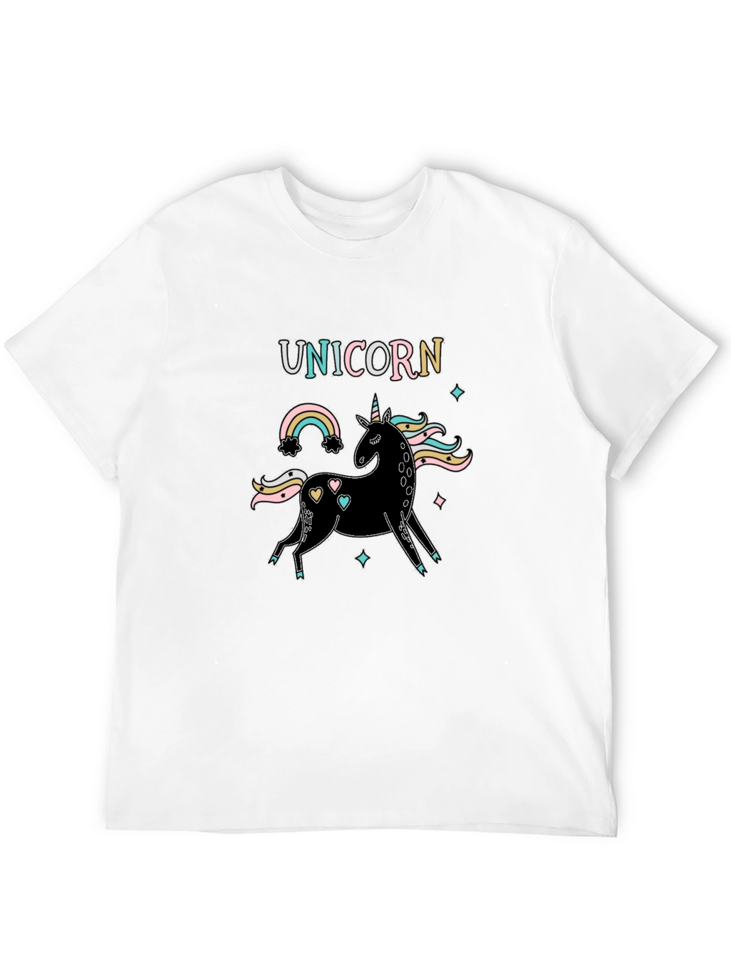 Unicorn Rainbow Graphic Black T-Shirt