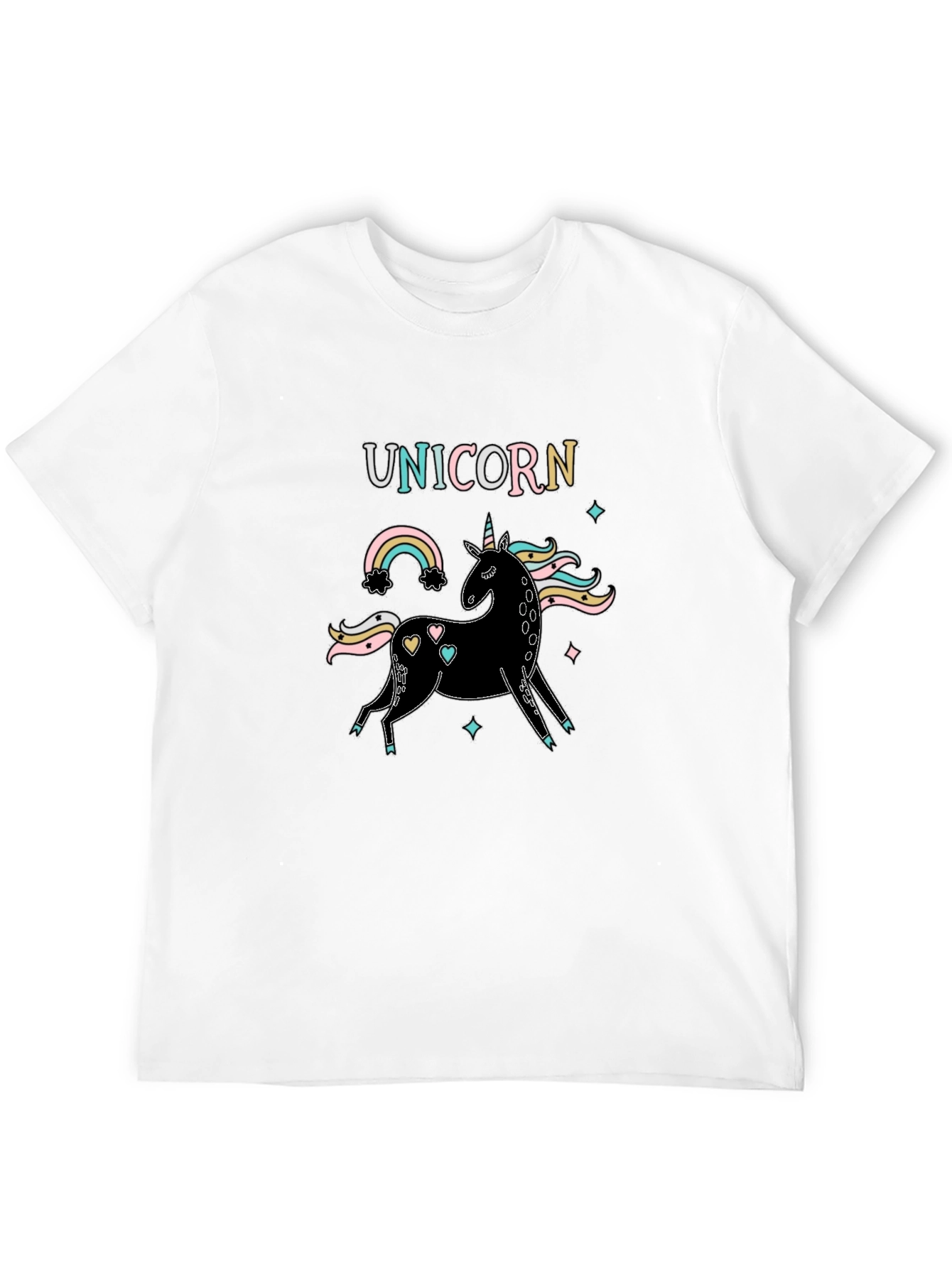 Unicorn Rainbow Graphic Black T-Shirt