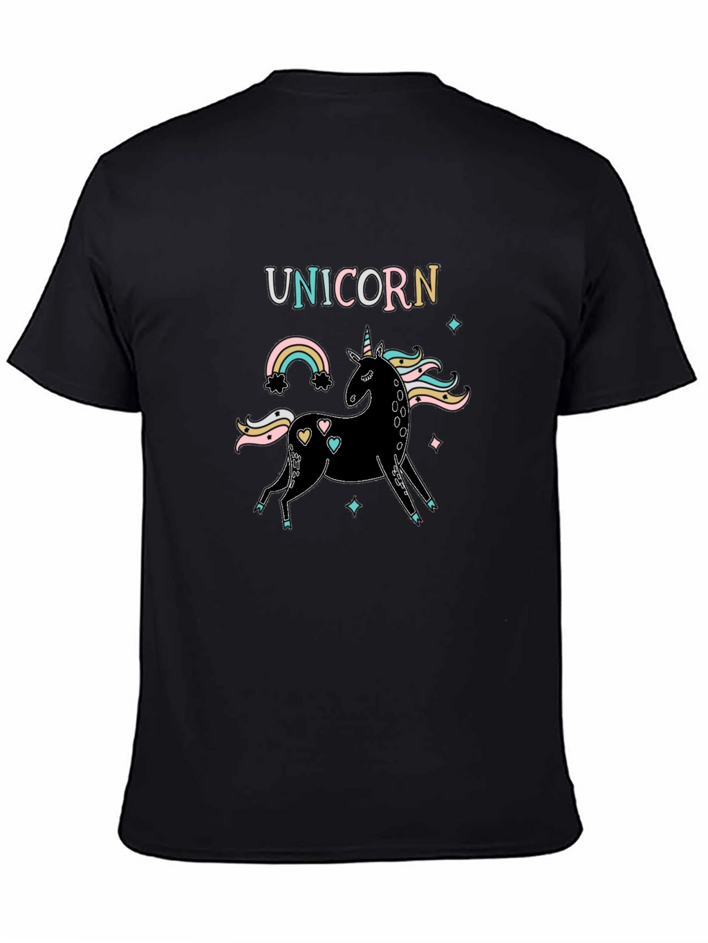 Unicorn Rainbow Graphic Black T-Shirt