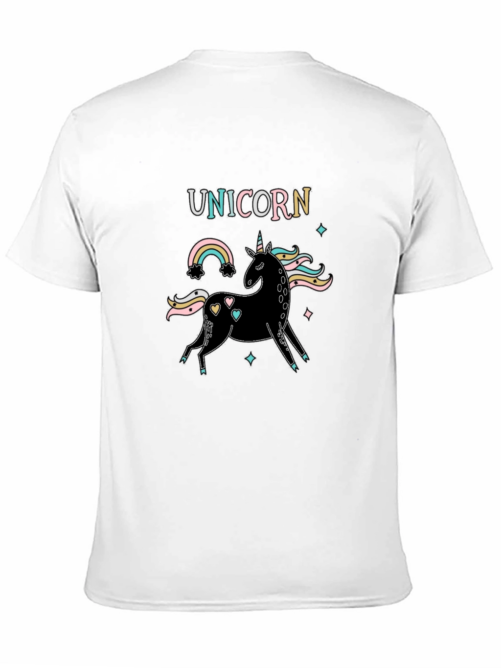 Unicorn Rainbow Graphic Black T-Shirt