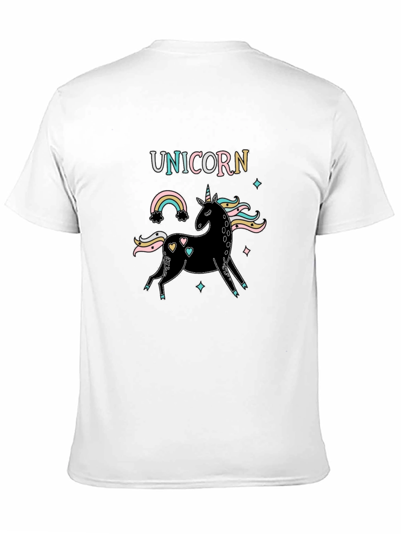 Unicorn Rainbow Graphic Black T-Shirt