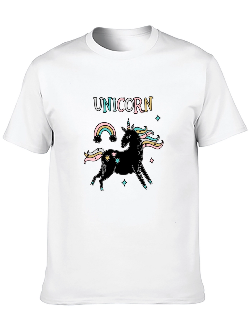 Unicorn Rainbow Graphic Black T-Shirt