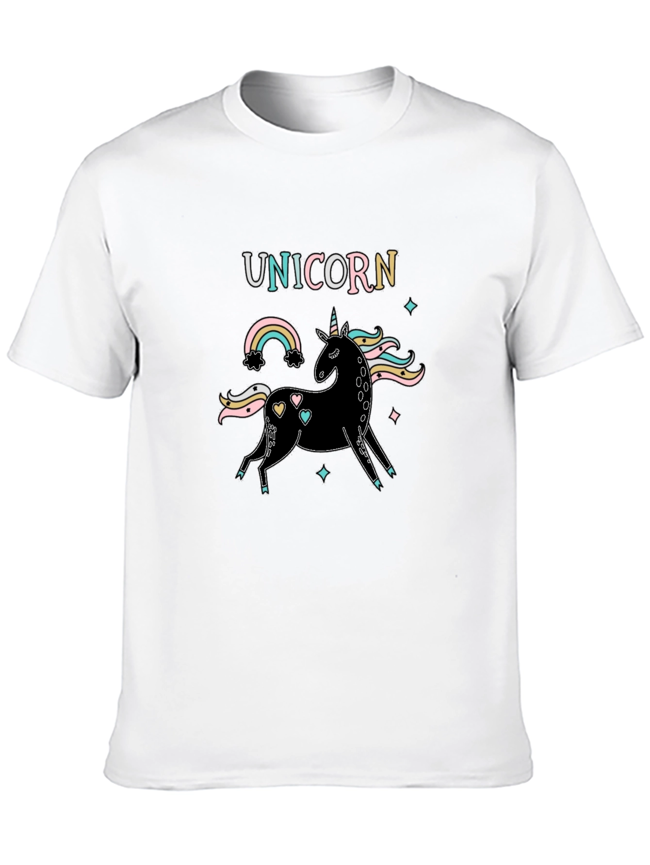 Unicorn Rainbow Graphic Black T-Shirt
