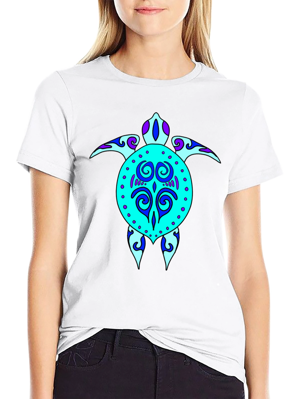 Turtle Graphic Tee - Stylish Black Cotton T-Shirt