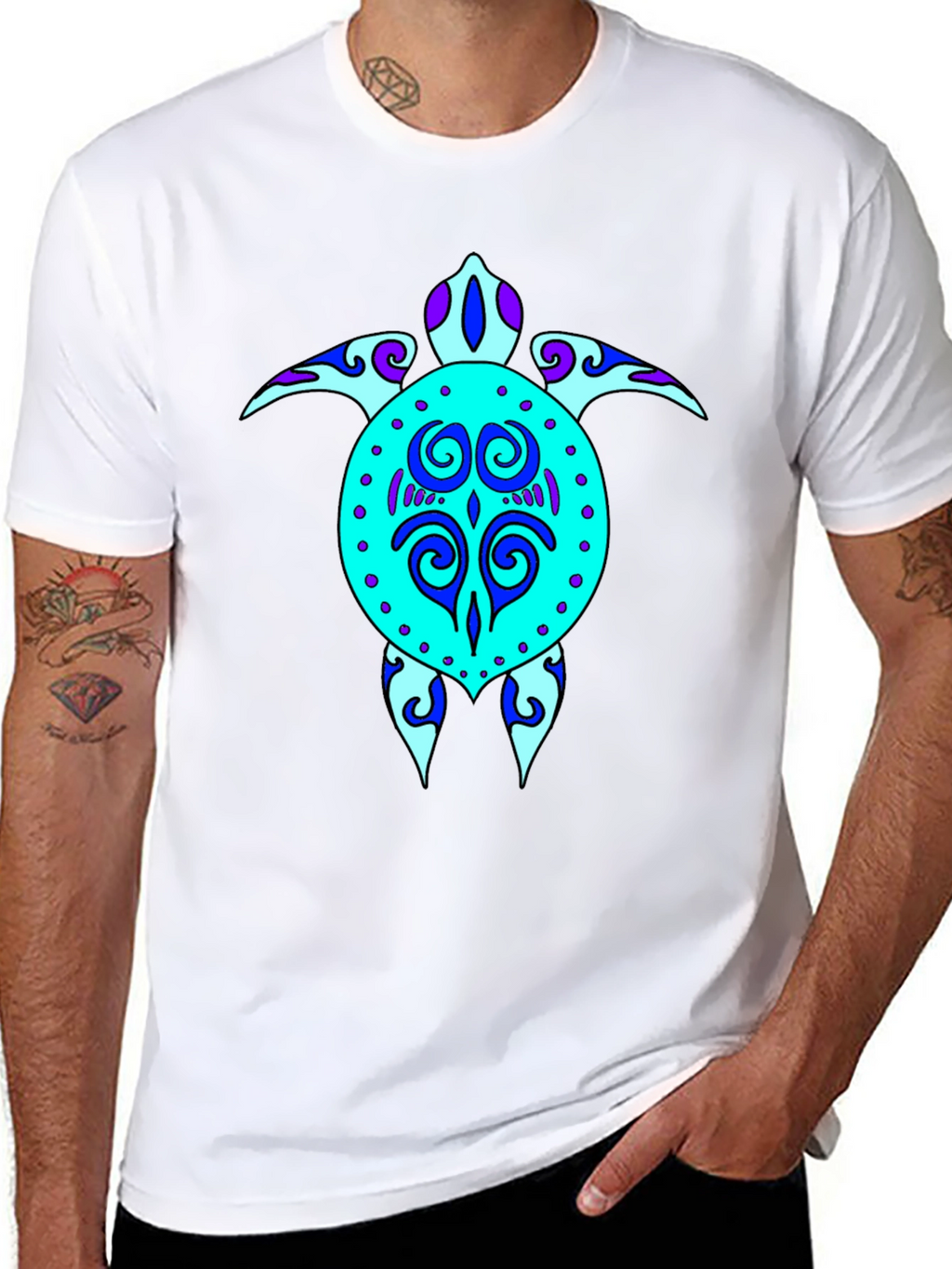 Turtle Graphic Tee - Stylish Black Cotton T-Shirt