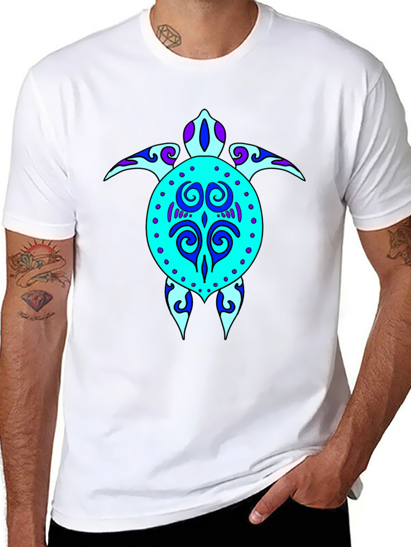 Turtle Graphic Tee - Stylish Black Cotton T-Shirt